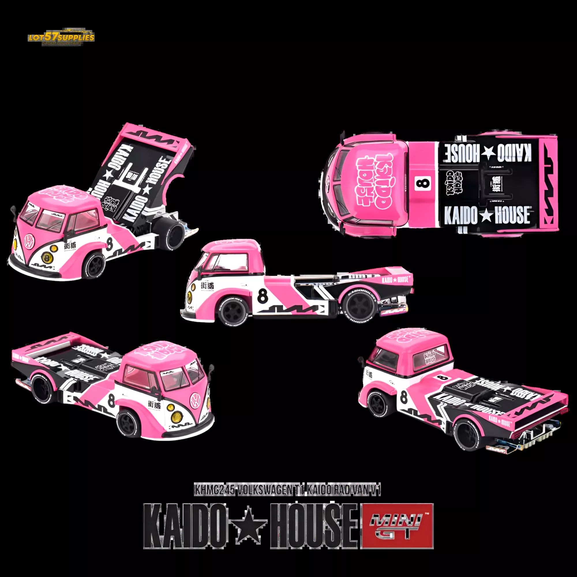(Pre-Order) Mini GT x Kaido House Volkswagen T1 Pink 1:64