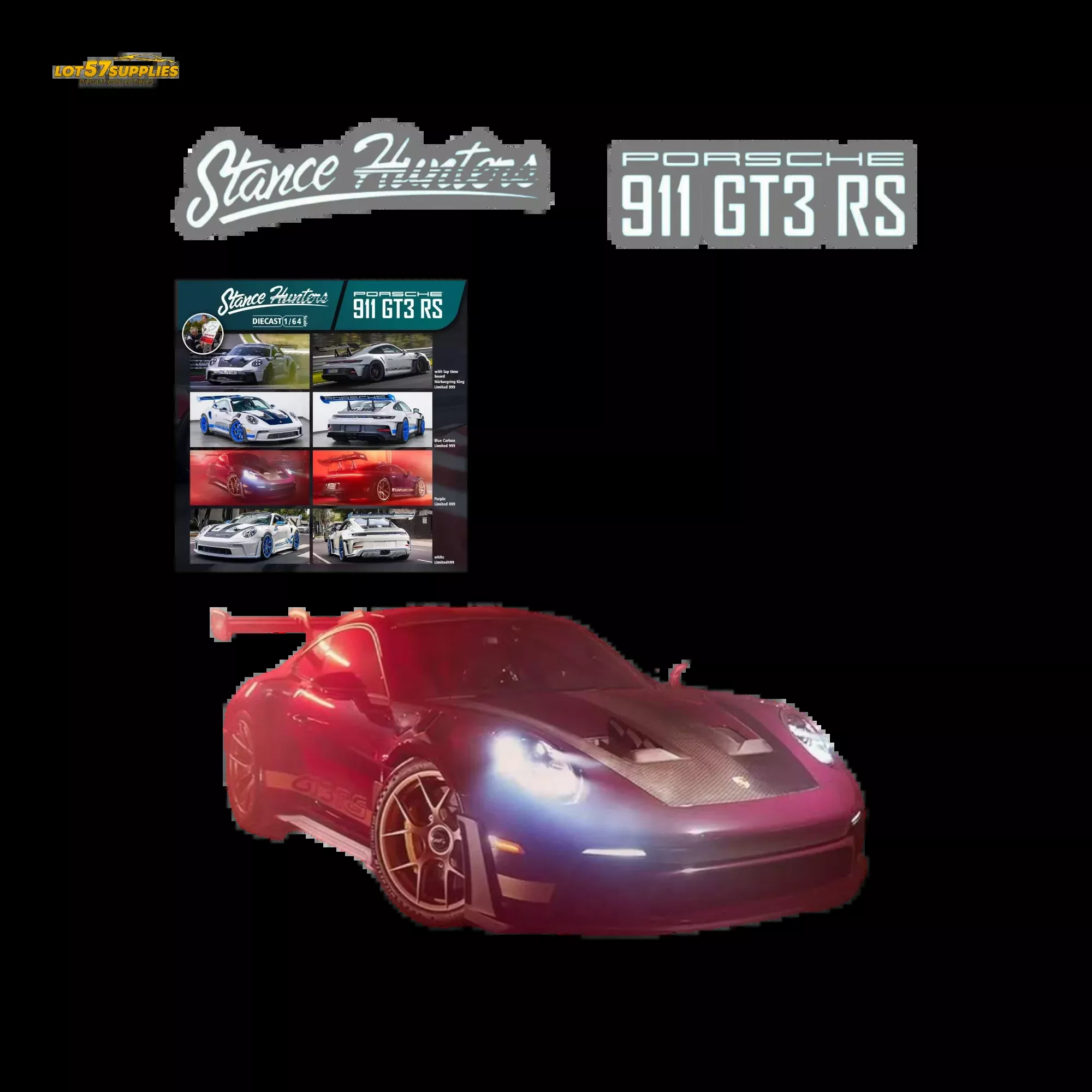 (Pre-Order) Stance Hunters Porsche 911 GT3 RS Purple 1:64