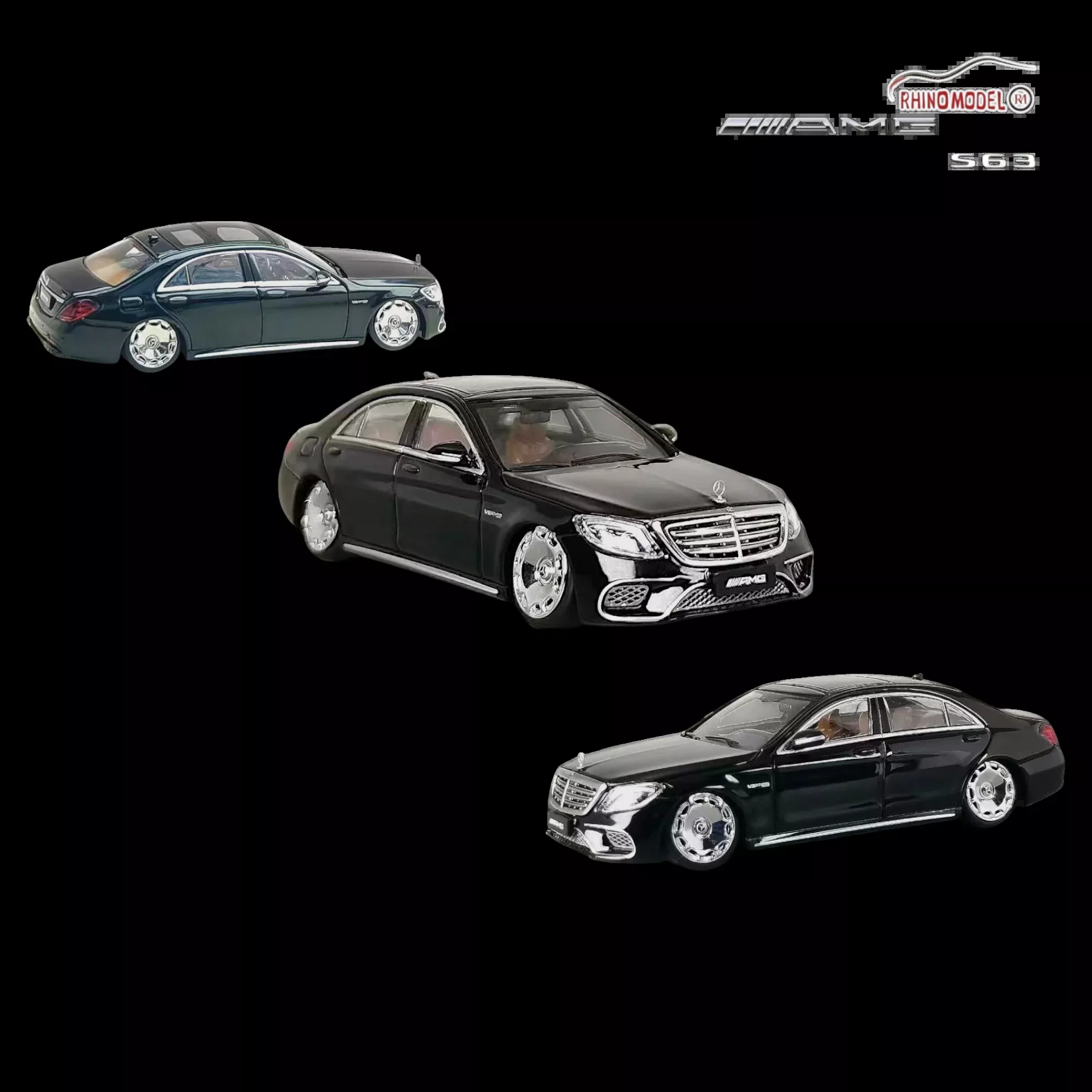 Rhino Model AMG S63 S Class W222 Black Bagged 1:64