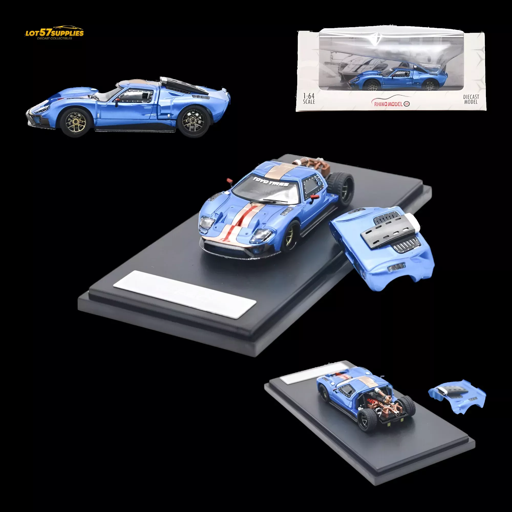 Rhino Model Ford GT40 Blue 1:64