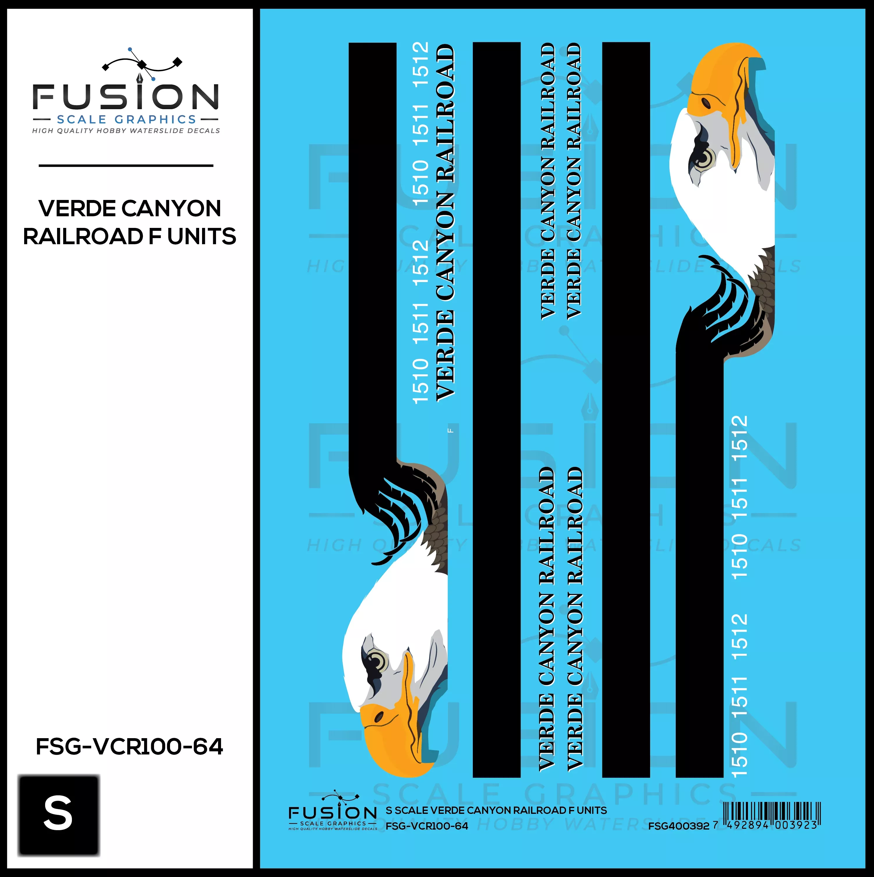 S Scale Verde Canyon Railroad Modern F Unit Locomotive Decal Set