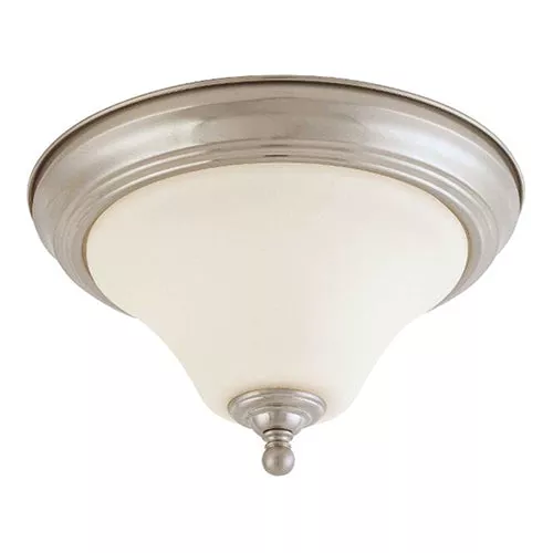 Satco 60-1824, DUPONT 1 LT 11" FLUSH FIXTURE, 11" Small Dome Flush Mount Ceiling Light Fixture, 100W, 120V, Medium Base, Satin White Glass, Brushed Nickel Finish