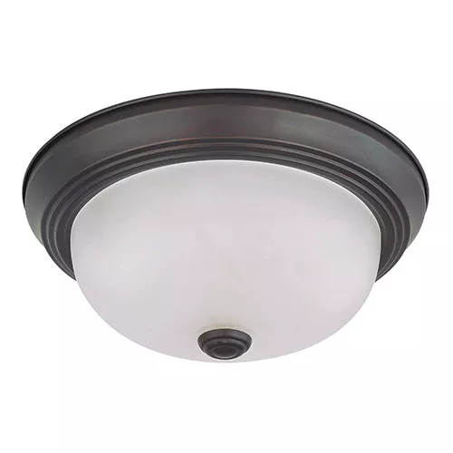 Satco 60-3145, 2 LIGHT 11" FLUSH MOUNT, 11" Flush Mount Ceiling Light Fixture, 60W, 120V, Medium Base, Frosted White Glass, Mahogany Bronze Finish