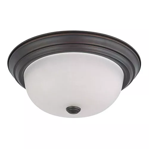Satco 60-3146, 2 LIGHT 13" FLUSH MOUNT, 13" Flush Mount Ceiling Light Fixture, 60W, 120V, Medium Base, Frosted White Glass, Mahogany Bronze Finish