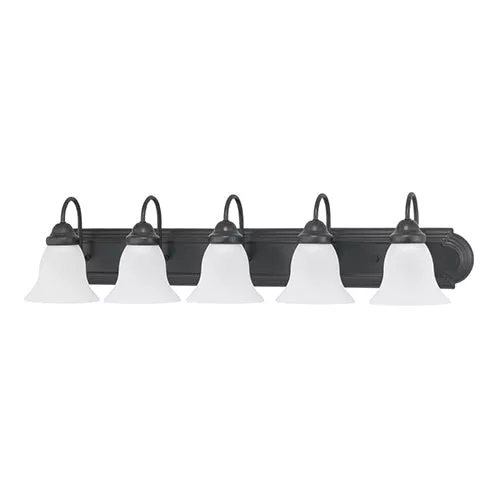 Satco 60-3164, BALLERINA 5 LIGHT 36" VANITY, 36" Vanity Light Fixture, 100W, 120V, Medium Base, Frosted White Glass, Mahogany Bronze Finish