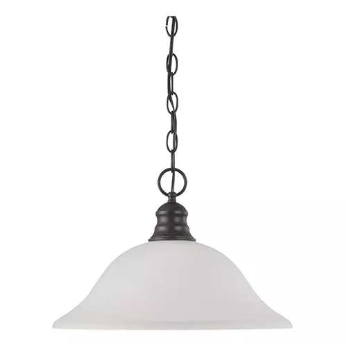 Satco 60-3173, 1 LIGHT 16" PENDANT, 100W, 120V, Medium Base, Frosted White Glass, Mahogany Bronze Finish