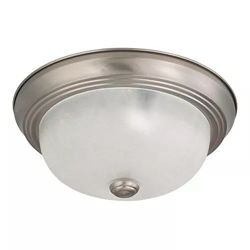 Satco 60-3261, 2 LIGHT 11" FLUSH MOUNT, 11" Flush Mount Ceiling Light Fixture, 60W, 120V, Medium Base, Frosted White Glass, Brushed Nickel Finish