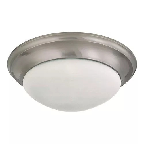 Satco 60-3273, 3 LIGHT 17" FLUSH TWIST & LOCK, 17" Twist & Lock Flush Mount Ceiling Light Fixture, 60W, 120V, Medium Base, Frosted White Glass, Brushed Nickel Finish