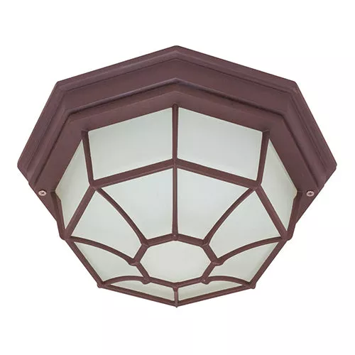Satco 60-3451, 1 LT 12 SPIDER CAGE CEILING, 60W, 120V, Medium Base, Die Cast, Glass Lens, Old Bronze Finish