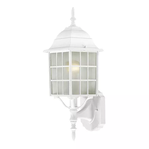 Satco 60-3477, ADAMS 1 LGT 18 OUTOOR WALL, 18" Outdoor Wall Lighting Fixture, 100W, 120V, Medium Base, Frosted Glass, White Finish