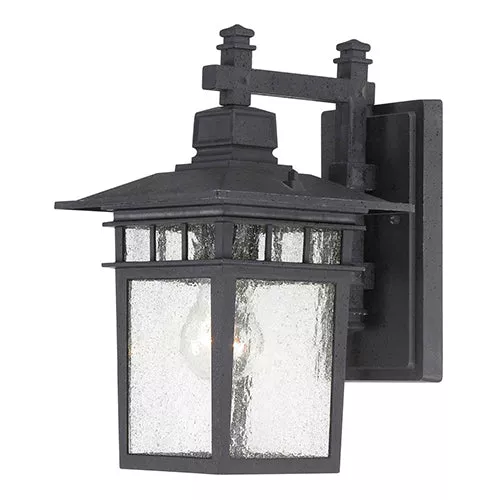Satco 60-3493, COVE NECK 1 LGT OUTDOOR WALL, 12" Outdoor Lantern Lighting Fixture, 100W, 120V, Medium Base, Clear Seed Glass, Textured Black Finish