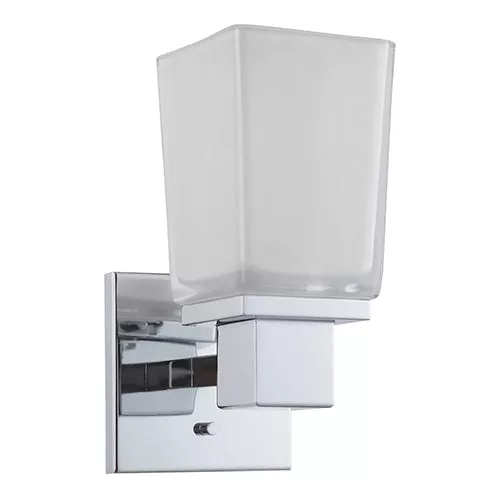 Satco 60-4001, PARKER 1 LIGHT VANITY, Vanity Light Fixture, 100W, 120V, Medium Base, Sandstone Etched Glass, Polished Chrome Finish
