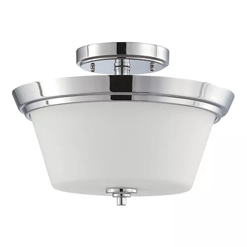 Satco 60-4087, BENTO 3 LIGHT SEMI-FLUSH, Semi-Flush Mount Light Fixture, 60W, 120V, Medium Base, Satin White Glass, Polished Chrome Finish