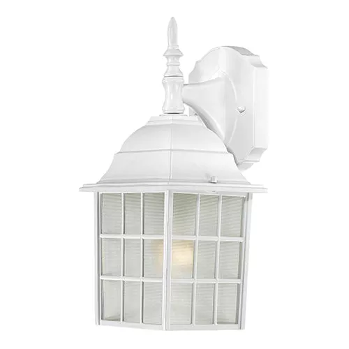 Satco 60-4904, ADAMS 1 LGT 14" OUTOOR WALL, 14" Outdoor Wall Lighting Fixture, 100W, 120V, Medium Base, Frosted Glass, White Finish