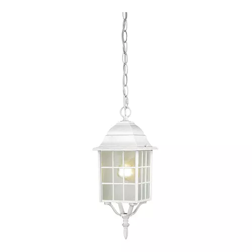 Satco 60-4911, ADAMS 1 LGT OUTDOOR HANGING, 16" Outdoor Hanging Lighting Fixture, 100W, 120V, Medium Base, Frosted Glass, White Finish