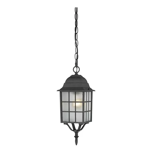 Satco 60-4913, ADAMS 1 LGT OUTDOOR HANGING, 16" Outdoor Hanging Lighting Fixture, 100W, 120V, Medium Base, Frosted Glass, Textured Black Finish