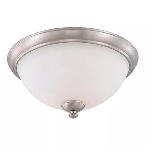 Satco 60-5041, PATTON 3 LIGHT FLUSH DOME, Flush Mount Ceiling Light Fixture, 60W, 120V, Medium Base, Frosted Glass, Brushed Nickel Finish