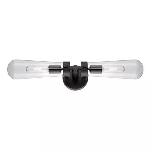 Satco 60-5363, BEAKER 2 LT WALL SCONCE, 60W, 120V, Medium Base, Clear Glass, Aged Bronze Finish