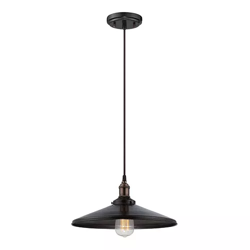 Satco 60-5509, 1 LT VINTAGE PENDANT, Pendant Light Fixture, 100W, 120V, Medium Base, Rustic Bronze Finish