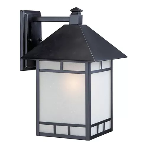 Satco 60-5603, DREXEL 1 LT 10" OUTDOOR WALL, 10" Outdoor Wall Lighting Fixture, 100W, 120V, Medium Base, Frosted Seed Glass, Stone Black Finish