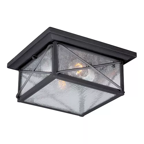 Satco 60-5626, WINGATE 2 LT OUTDOOR FLUSH, Outdoor Flush Mount Lighting Fixture, 60W, 120V, Medium Base, Clear Seed Glass, Textured Black Finish