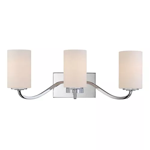 Satco 60-5803, WILLOW 3 LT VANITY FIXTURE, 100W, 120V, Medium Base, White Glass, Polished Nickel Finish