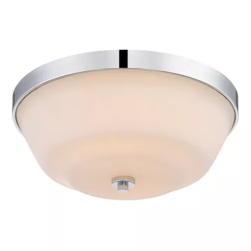 Satco 60-5804, WILLOW 2 LT FLUSH FIXTURE, 60W, 120V, Medium Base, White Glass, Polished Nickel Finish