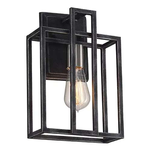 Satco 60-5856, LAKE 1 LIGHT WALL SCONCE, Wall Sconce Lighting Fixture, 60W, 120V, Medium Base, Iron Black with Brushed Nickel Accents Finish