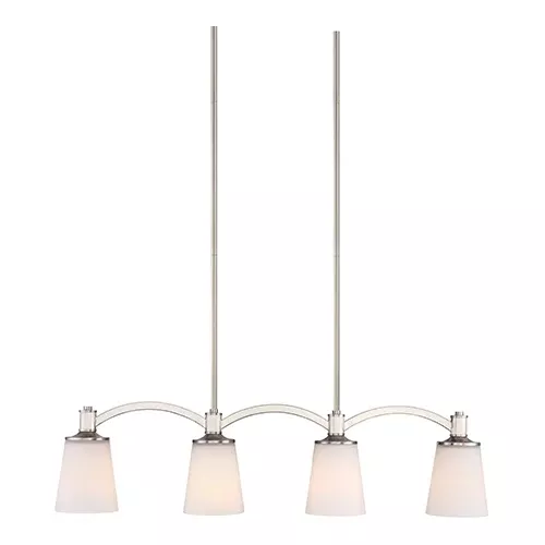 Satco 60-5875, LAGUNA 4 LIGHT TRESTLE, Island Pendant Lighting Fixture, 60W, 120V, Medium Base, White Glass, Brushed Nickel Finish