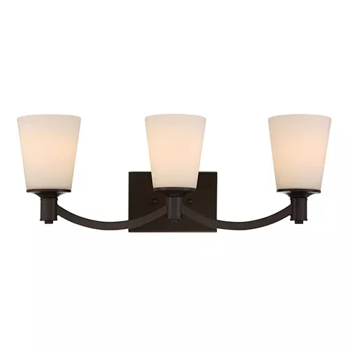 Satco 60-5923, LAGUNA 3 LT VANITY, Vanity Light Fixture, 100W, 120V, Medium Base, White Glass, Forest Bronze Finish