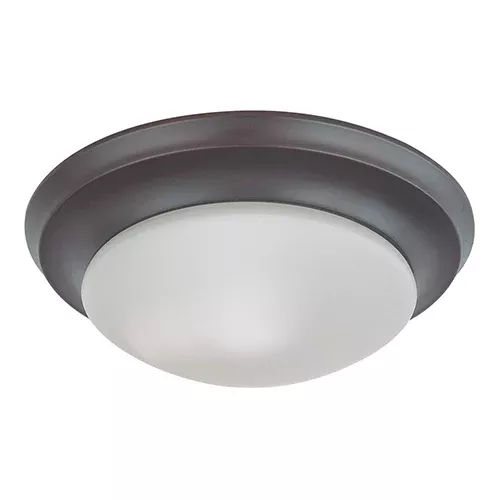 Satco 60-6013, 1 LIGHT 12" FLUSH TWIST & LOCK, 60W, 120V, Medium Base, Frosted White Glass, Mahogany Bronze Finish