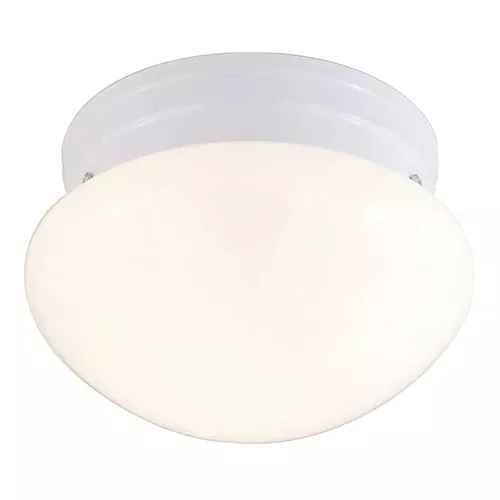 Satco 60-6026, 1 LIGHT SMALL MUSHROOM FLUSH, 8" Flush Mount Light Fixture, 60W, 120V, Medium Base, Small White Mushroom, White Finish