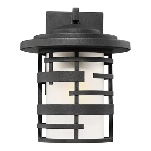 Satco 60-6402, LANSING 1 LT 12" OUTDOOR LANTERN, 100W, 120V, Medium Base, Etched Glass, Textured Black Finish