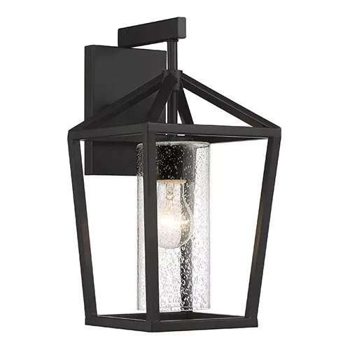 Satco 60-6592, HOPEWELL 1 LT MEDIUM LANTERN, 60W, 120V, Medium Base, Clear Seeded Glass, Matte Black Finish