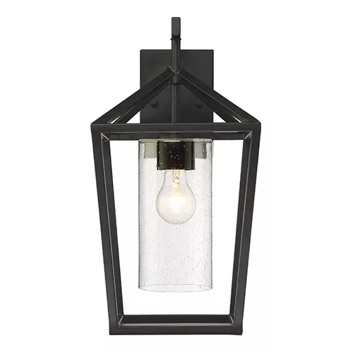 Satco 60-6593, HOPEWELL 1 LT LARGE LANTERN, 60W, 120V, Medium Base, Clear Seeded Glass, Matte Black Finish