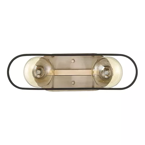Satco 60-6652, CHASSIS 2 LIGHT VANITY, 60W, 120V, Medium Base, Copper Brushed Brass / Matte Black Finish
