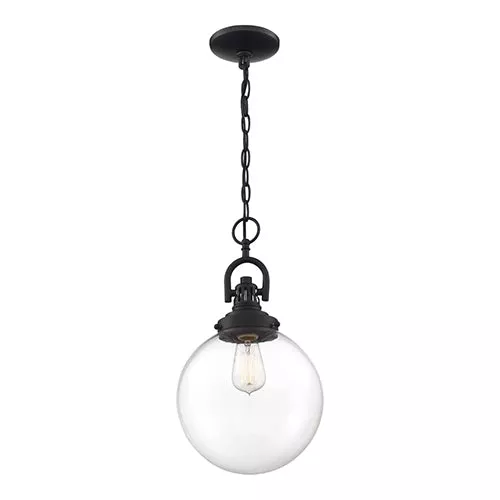 Satco 60-6673, SKYLOFT 1 LIGHT PENDANT, 100W, 120V, Medium Base, Clear Glass, Aged Bronze Finish