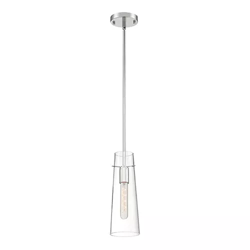 Satco 60-6870, ALONDRA 1 LIGHT MINI PENDANT, 60W, 120V, Medium Base, Clear Glass, Polished Nickel Finish