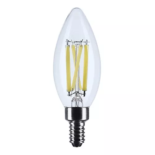 Satco S12496, 8W/CTC/LED/935/120V/E12, B11 LED, Candle-Tip, 8W, 120V, 3500K Neutral White, 760 Lumens, Candelabra E12 Base, Clear Finish