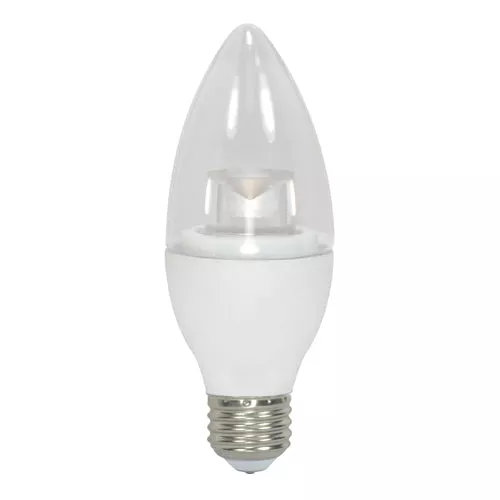 Satco S28575, 3.5ETC/LED/930/E26/120V, B11 LED, 3.5W, 120V, 3000K Soft White, 300 Lumens, Medium E26 Base, Clear Finish, 12 Packs