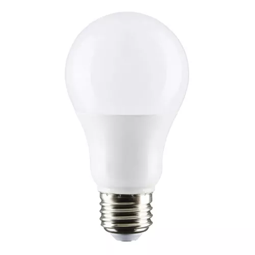 Satco S39836, 9.8A19/OMNI/220/LED/30K, A19 LED, 9.8W, 120V, 3000K Soft White, 800 Lumens, Medium E26 Base, White Finish, 6 Packs