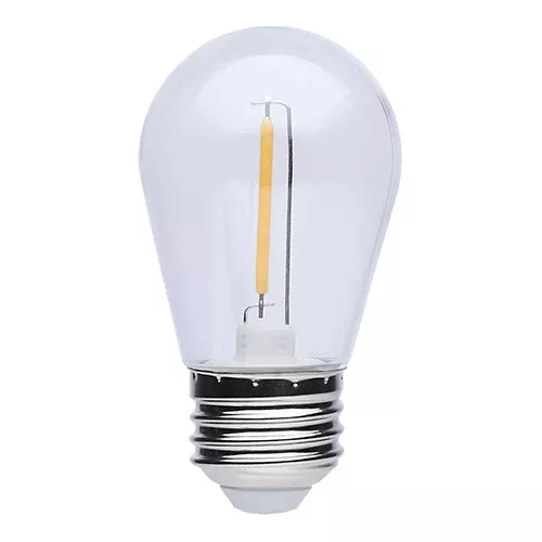 Satco S8027R1, 1W/LED/S14/CL/22K/120V/ND/4PK, S14 LED String Light Replacement Lamp, 1W, 120V, 2200K Warm White, 60 Lumens, Medium E26 Base, Clear Finish