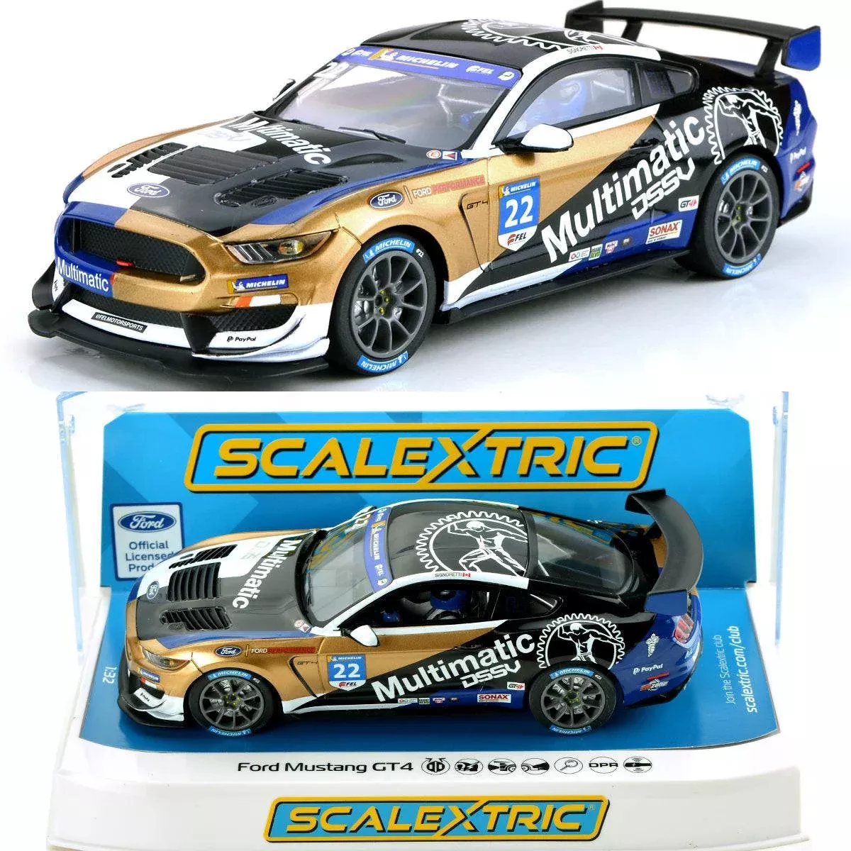 Scalextric Ford Mustang GT4 Multimatic 1/32 Slot Car C4403