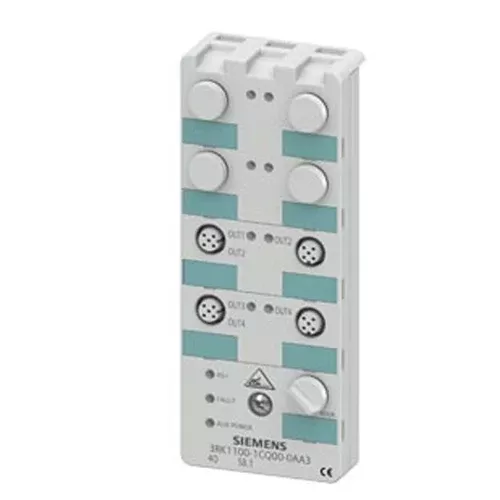 Siemens 3RK1100-1CQ00-0AA3, AS-i Compact Module K60 Digital 4 DQ, IP67 4 x Output, 2 A 24 V DC Maximal 4 A for All Outputs 4 x M12 Socket Y-II Assignment Mounting Plate 3RK1901-0CA00 Must Be Ordered Separately