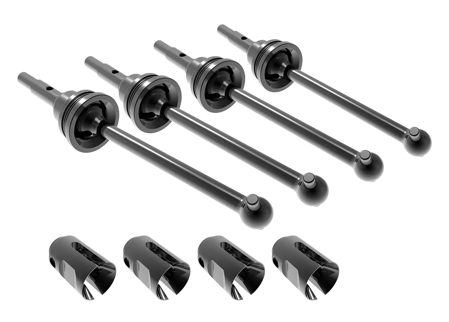 TRAAXAS 10750X Steel CV Driveshaft Assemblies & Drive Cups (4) Mini Maxx