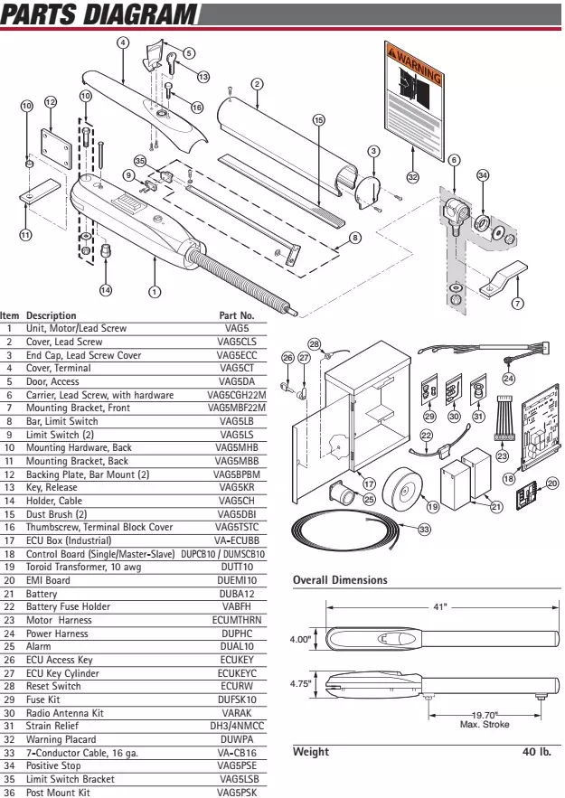 Viking G-5 Bar, Limit Switch -VAG5LB
